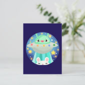 Carte Postale Cute Espace Créature Et Lapin Lapin Lapin (Debout devant)
