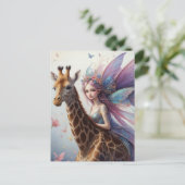 Carte Postale Cute Fairy Ride a Giraffe (Debout devant)