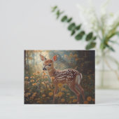Carte Postale Cute Fawn dans la forêt (Debout devant)