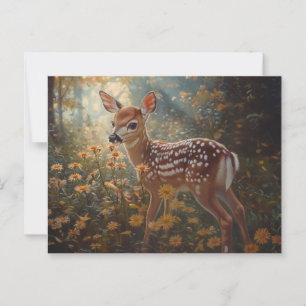 Carte Postale Cute Fawn dans la forêt