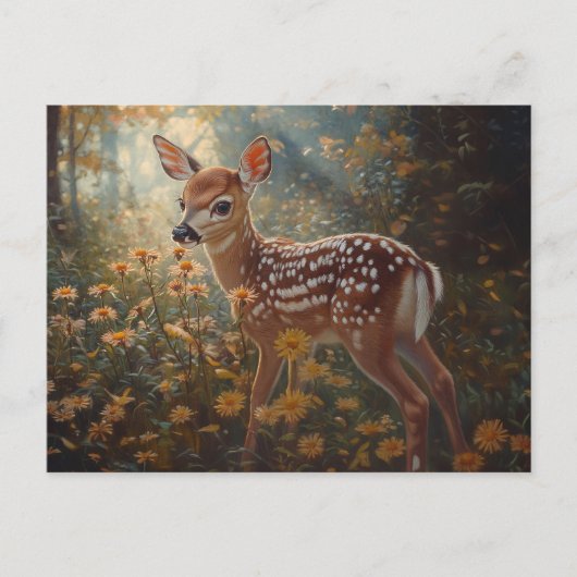 Carte Postale Cute Fawn dans la forêt (Devant)