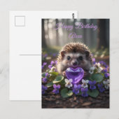 Carte Postale Cute February Hedgehog with Amethyst Heart (Devant / Derrière)