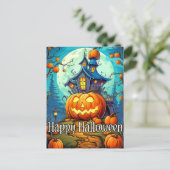 Carte Postale Cute Festive Haunted House | Bonne Halloween (Debout devant)