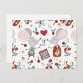Carte Postale Cute Festive Mice Couple Motif (Devant / Derrière)