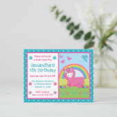 Carte Postale Cute Floral Pink Rainbow Llama Birthday (Debout devant)
