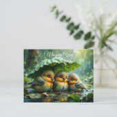 Carte Postale Cute fluffy birds in rain *Missing You* (Debout devant)