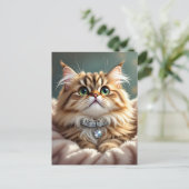 Carte Postale Cute Fluffy Chat | Rester en contact (Debout devant)