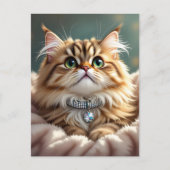 Carte Postale Cute Fluffy Chat | Rester en contact (Devant)