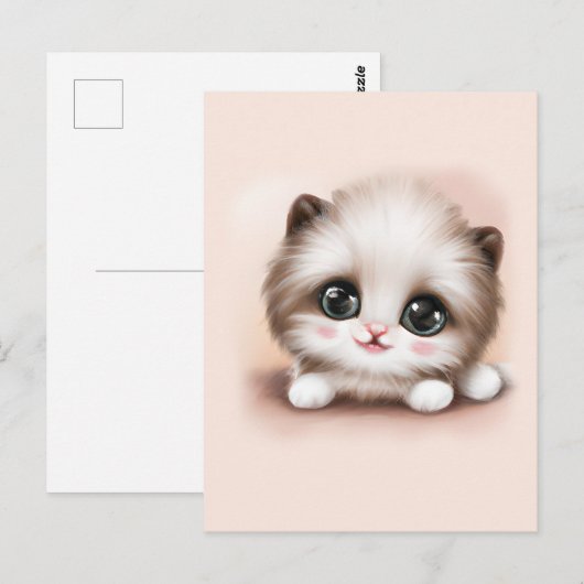 Carte Postale Cute Fluffy Furr Ball Kitten (Devant / Derrière)