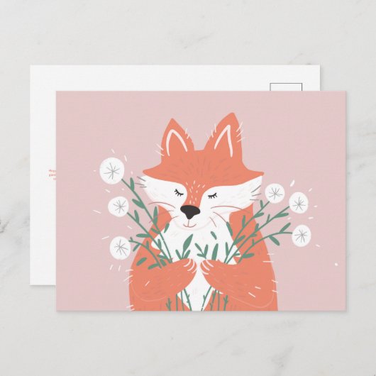 Carte Postale Cute Fox (Devant / Derrière)