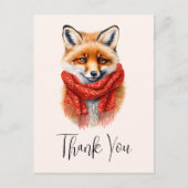 Carte Postale Cute Fox in a Red Scarf Autumn Image Thank You (Devant)