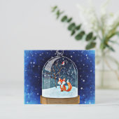 Carte Postale Cute fox inside a snow globe (Debout devant)