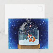 Carte Postale Cute fox inside a snow globe (Devant / Derrière)