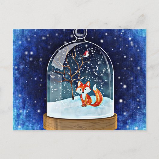 Carte Postale Cute fox inside a snow globe (Devant)
