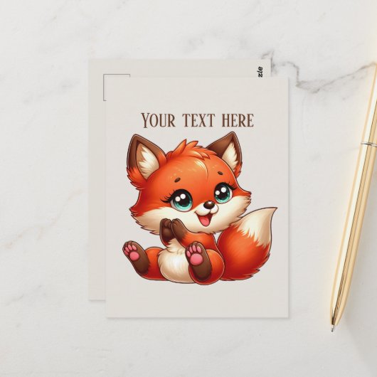 Carte Postale Cute fox lovers customizable  (Devant/Arrière en situation)