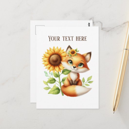 Carte Postale Cute fox lovers customizable (Devant/Arrière en situation)