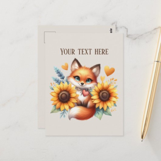 Carte Postale Cute fox lovers customizable (Devant/Arrière en situation)