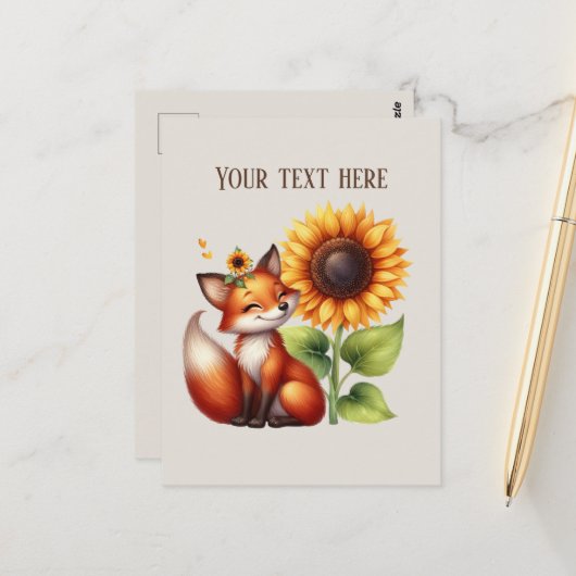 Carte Postale Cute fox lovers customizable (Devant/Arrière en situation)