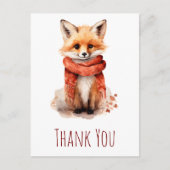 Carte Postale Cute Fox Pup in a Red Scarf Thank You (Devant)