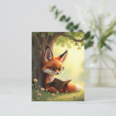 Carte Postale Cute fox reading a book, custom  (Debout devant)