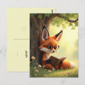 Carte Postale Cute fox reading a book, custom  (Devant / Derrière)