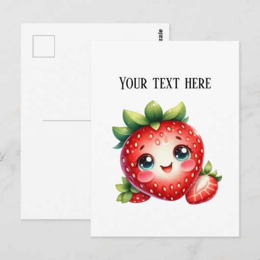 Carte Postale Cute fresh strawberry customizable vendors (Devant / Derrière)
