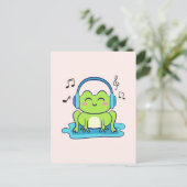 Carte Postale Cute Frog Écouter De La Musique (Debout devant)