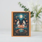 Carte Postale Cute Funny Automne Halloween Tarot Ghost Lire les (Debout devant)
