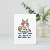 Carte Postale Cute Funny Cat Medical Pun Illustration (Debout devant)