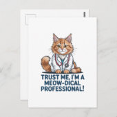 Carte Postale Cute Funny Cat Medical Pun Illustration (Devant / Derrière)