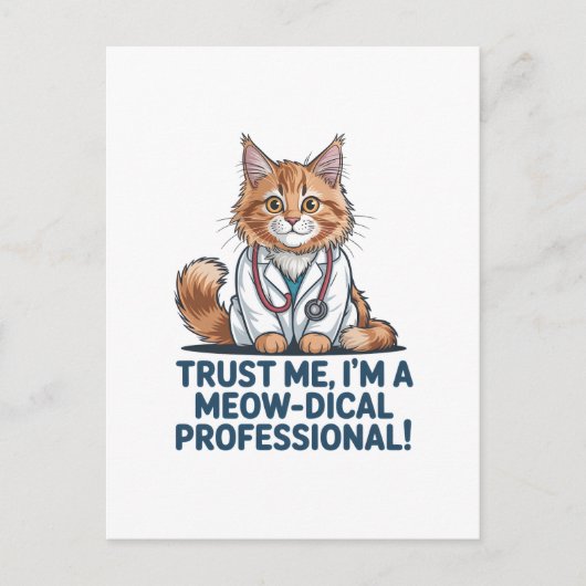 Carte Postale Cute Funny Cat Medical Pun Illustration (Devant)