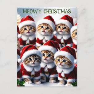 Carte Postale Cute Funny Chat Kitten Meowy Noël