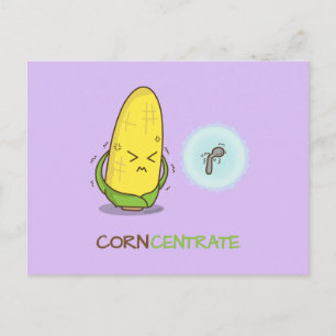 Carte Postale Cute Funny Corn Concentré Humour de jeu