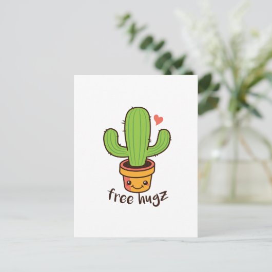Carte Postale Cute Funny LIBRE HUGS Hugz Cactus Cactus Prickly (Debout devant)