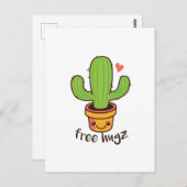 Carte Postale Cute Funny LIBRE HUGS Hugz Cactus Cactus Prickly (Devant / Derrière)