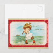 Carte Postale Cute Funny Vintage Valentines Jour Coeur (Devant / Derrière)