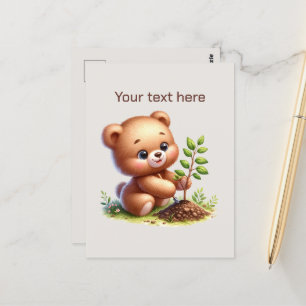 Carte Postale Cute Gardening ours personnalisable