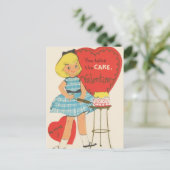 Carte Postale Cute gâteau rétro vintage Valentine (Debout devant)