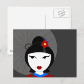 Carte Postale Cute Geisha (Devant / Derrière)
