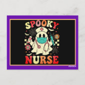 Carte Postale Cute Ghost Nurse Halloween Graphisme Retro Pastels (Dos)