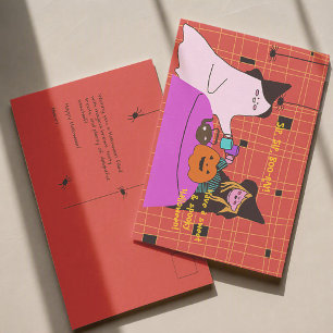Carte Postale Cute Ghost & Witch Halloween
