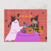 Carte Postale Cute Ghost & Witch Halloween (Devant)