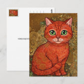 Carte postale Cute Ginger Cat Gustav Klimt (Devant / Derrière)