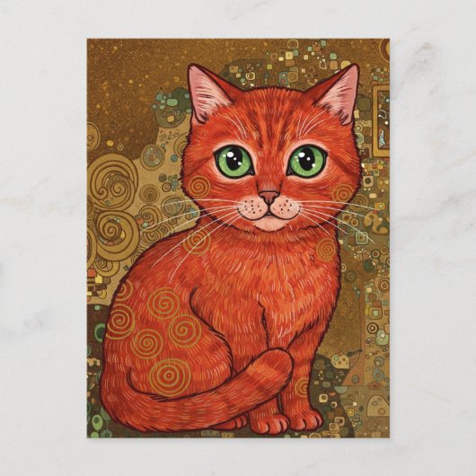 Carte postale Cute Ginger Cat Gustav Klimt (Devant)