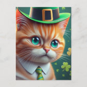 Carte Postale Cute Ginger Tabby Saint Patricks Day Chat (Devant)