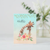 Carte Postale Cute Giraffe Aquarelle Maman & Bébé Bonjour (Debout devant)