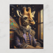 Carte Postale Cute Giraffe Fairy sur un train (Devant)