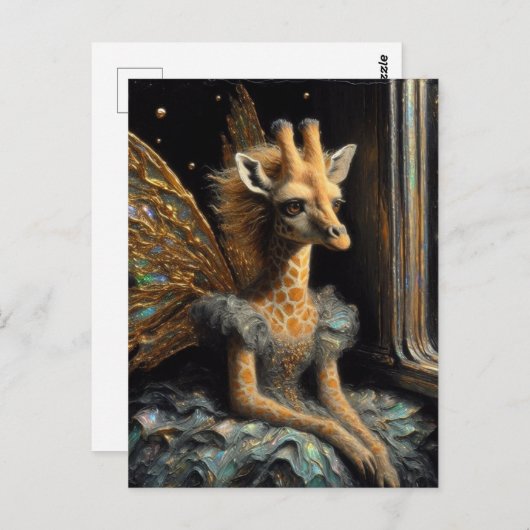 Carte Postale Cute Giraffe Fée (Devant / Derrière)