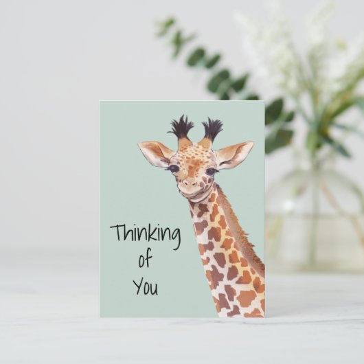 Carte Postale Cute Giraffe Penser À Vous (Debout devant)