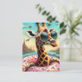 Carte Postale Cute Giraffe profite d'un voyage en flottant à Dou (Debout devant)